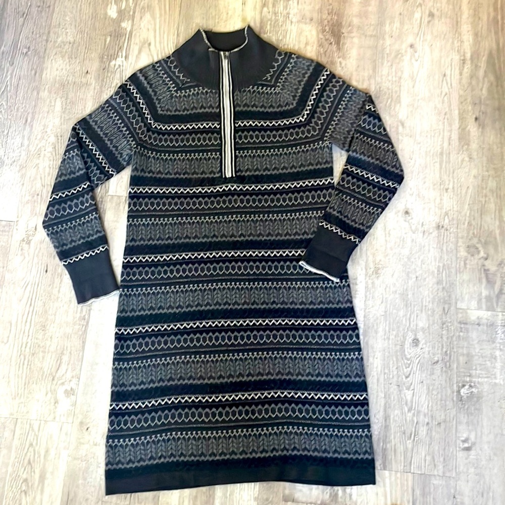 Women’s Eddie Bauer 1/4 zip Fair Isle Sweater Dress - Size M